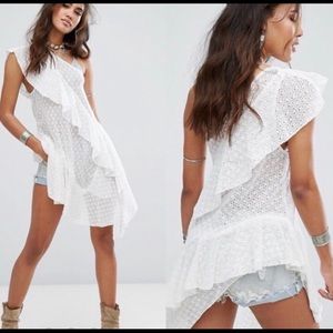 FREE PEOPLE NWOT Cotton Lace Asymmetrical Tunic